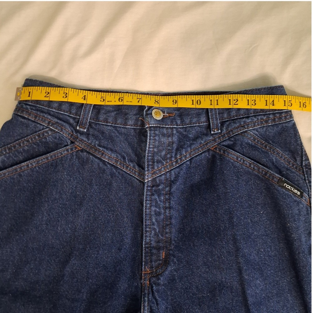 Rocky Mountain Clothing Co Rockies Jeans High Rise Western Dark Wash 32 Long VTG - Picture 4 of 14